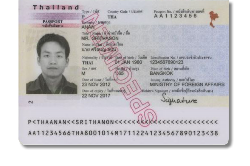 泰國護照個人信息頁