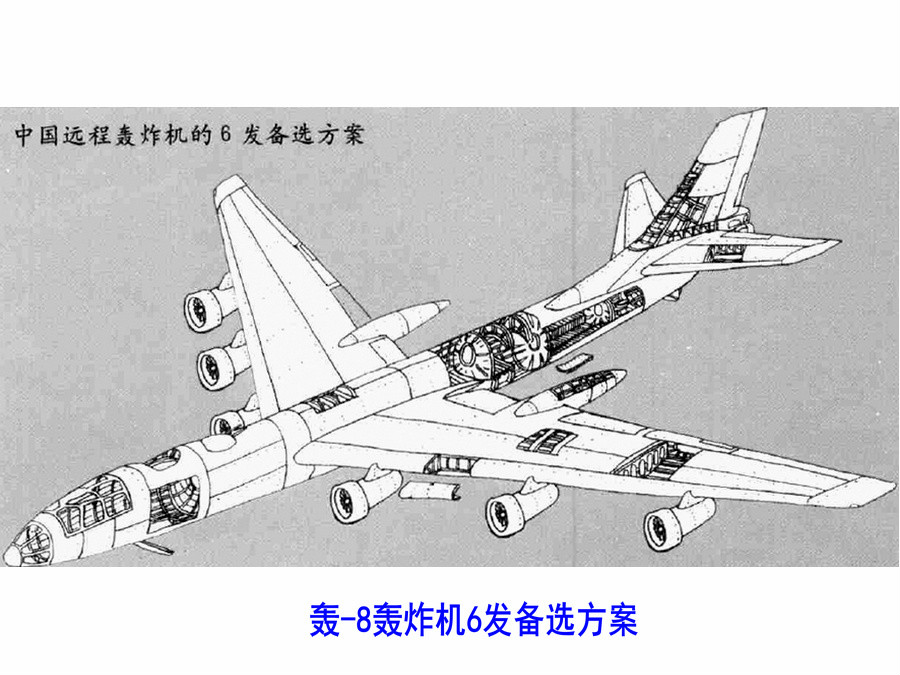轟-8採用6台發動機的備選方案結構圖