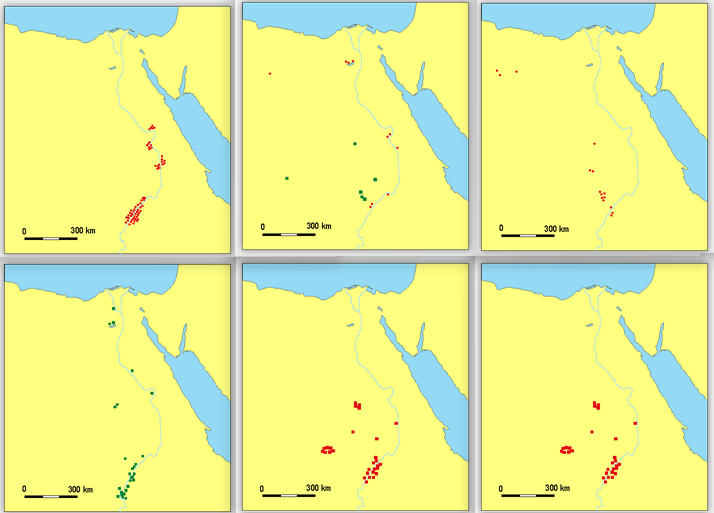 公元前100 000年 到 公元前5000年埃及人口活動分布圖