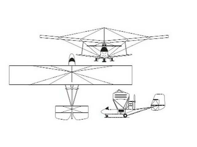 蜜蜂3號輕型飛機三視圖