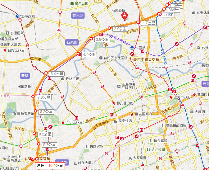 上海市中山北路10.4公里_百度地圖