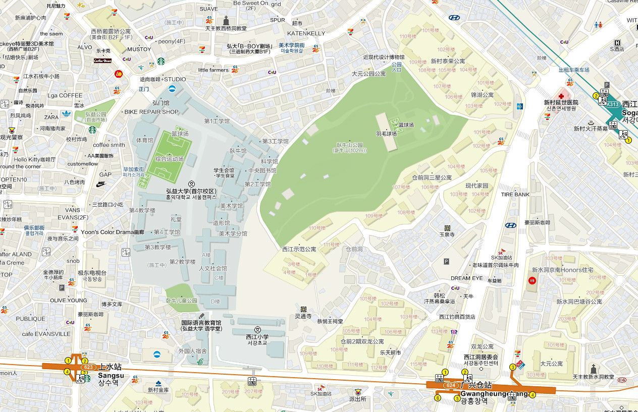 弘益大學地圖圖片