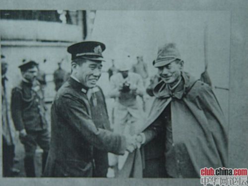 長谷川清迎接支援淞滬會戰的松井石根