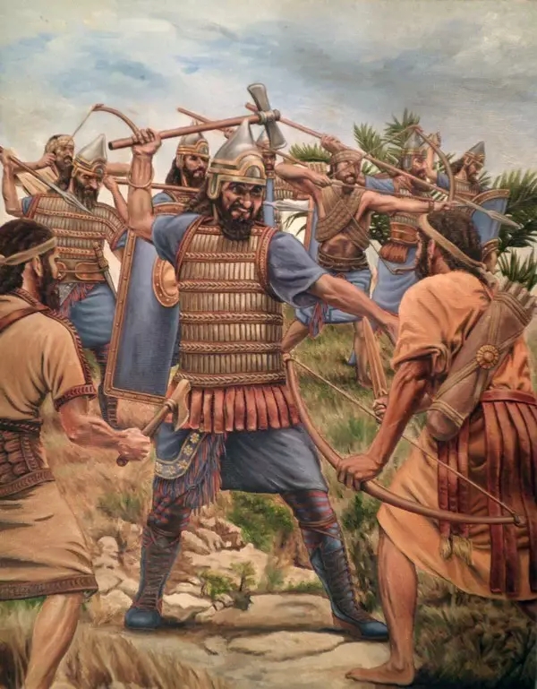 正在同早期迦勒底人交戰的亞述軍隊