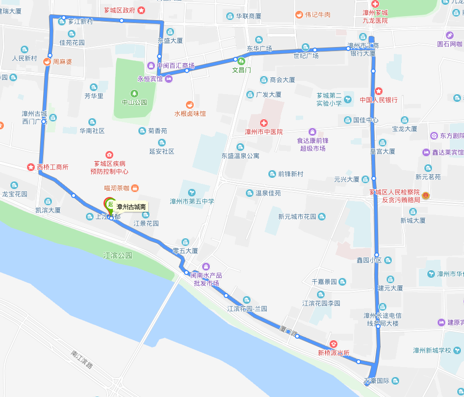 漳州公交V1路上行路線圖
