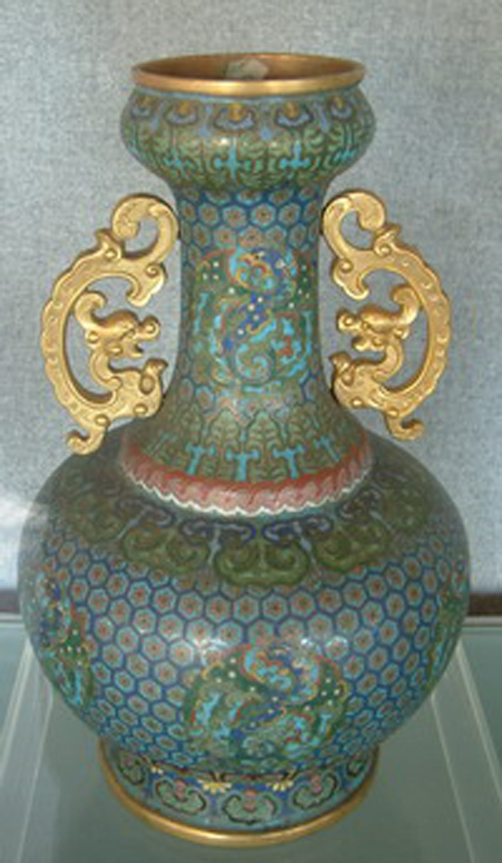 銅琺瑯蒜頭瓶