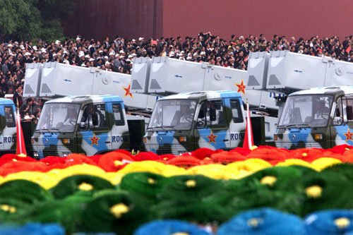 鷹擊-83反艦飛彈在1999年中國50周年國慶閱兵式上實體亮相