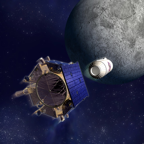 月球隕坑觀測和遙感衛星(LCROSS)撞月模擬圖