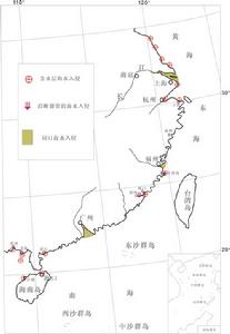 東南沿海地區海水入侵分布圖
