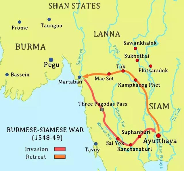 緬甸軍隊的進攻與後撤路線