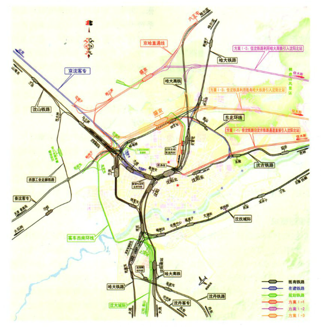 佳木斯至瀋陽鐵路引入瀋陽樞紐方案圖