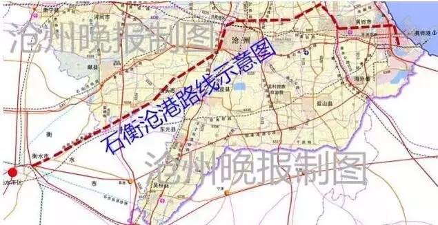 滄州規劃圖中石衡滄港城際鐵路走向