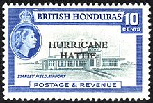 1962年一張印有颶風哈蒂的郵票
