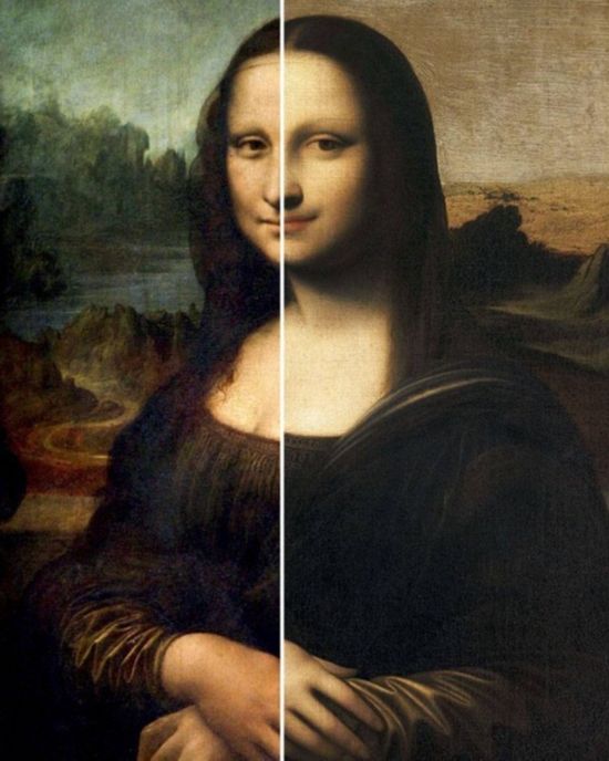 兩種版本的《蒙娜麗莎》圖像對比