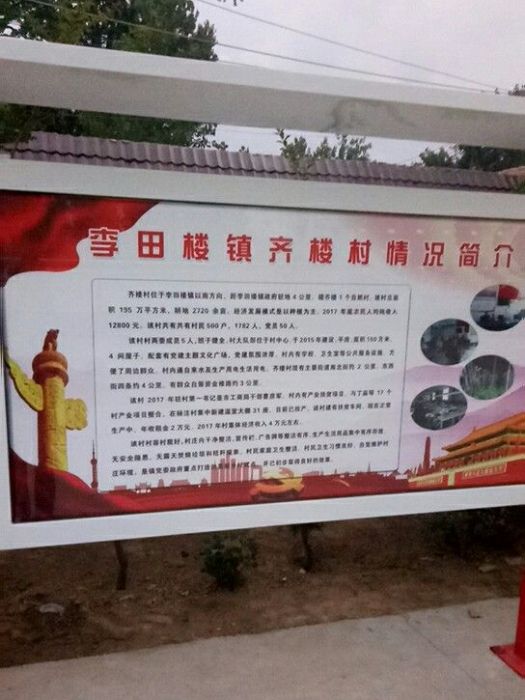齊樓村(山東省菏澤市單縣李田樓鄉齊樓村) 齊樓村(山東省菏澤市單縣李田樓鄉齊樓村)