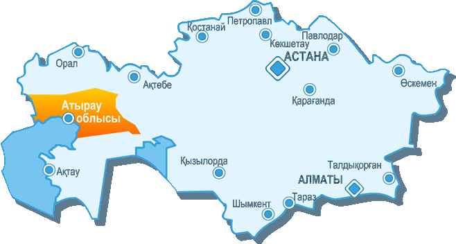 阿特勞在哈薩克斯坦的位置