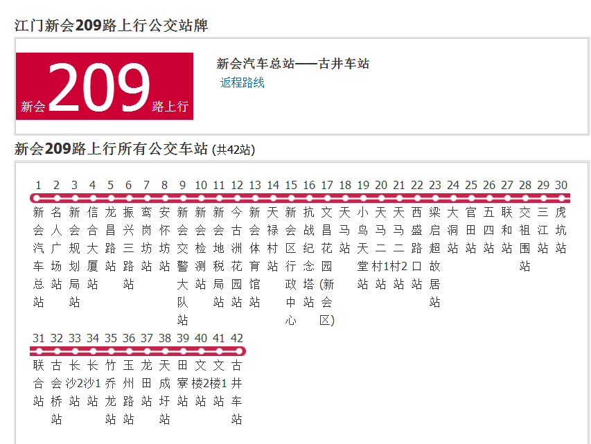 新會公交209路 新會公交209路