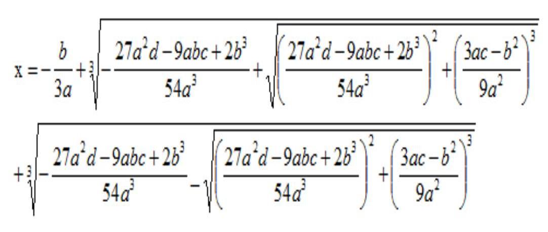標準型方程中卡爾丹公式的一個實根