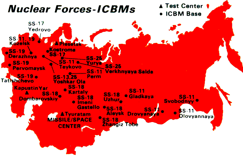 已知的蘇聯飛彈基地