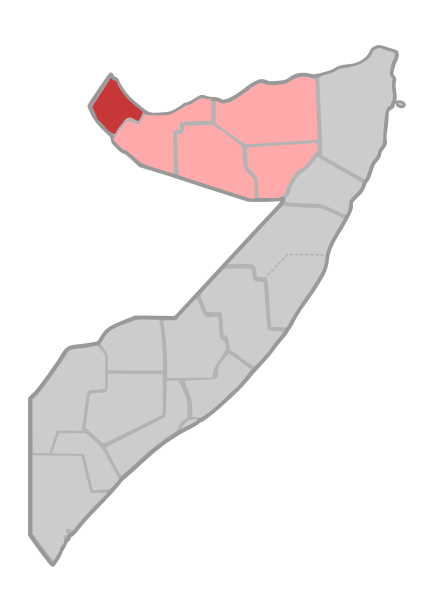 奧達勒州於索馬里的地圖位置