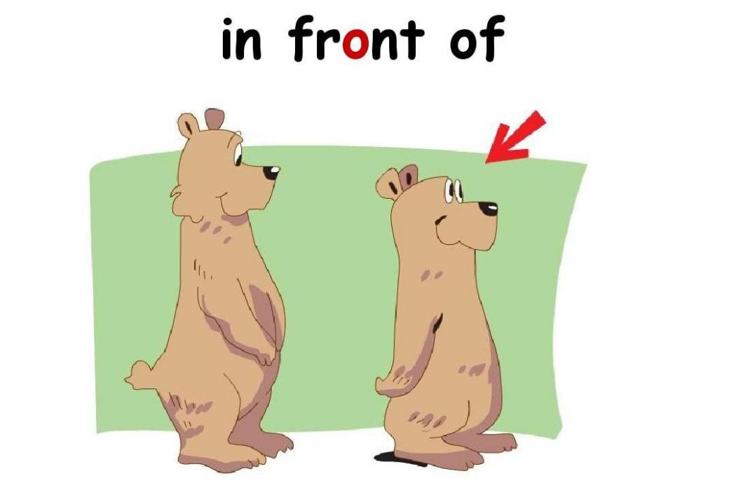 in front of