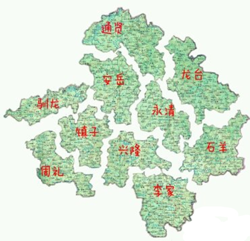 通賢區在安岳縣各區位置地圖