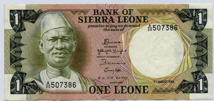 印有史蒂文斯頭像的獅子山貨幣—利昂