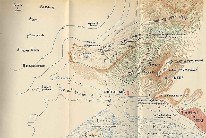 1884年10月8日淡水之役戰鬥布置圖