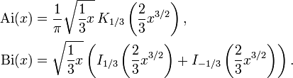 艾里函式與變形貝塞爾函式的關係