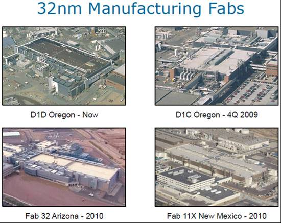 圖2: 32nm處理器將在這四個工廠生產