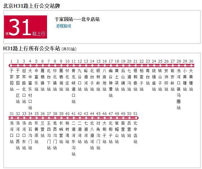 北京公交H31路 北京公交H31路