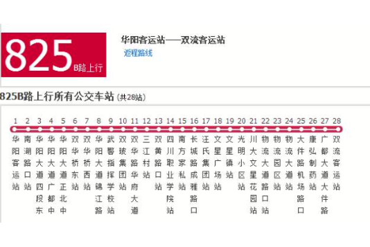 成都公交825B路 成都公交825B路
