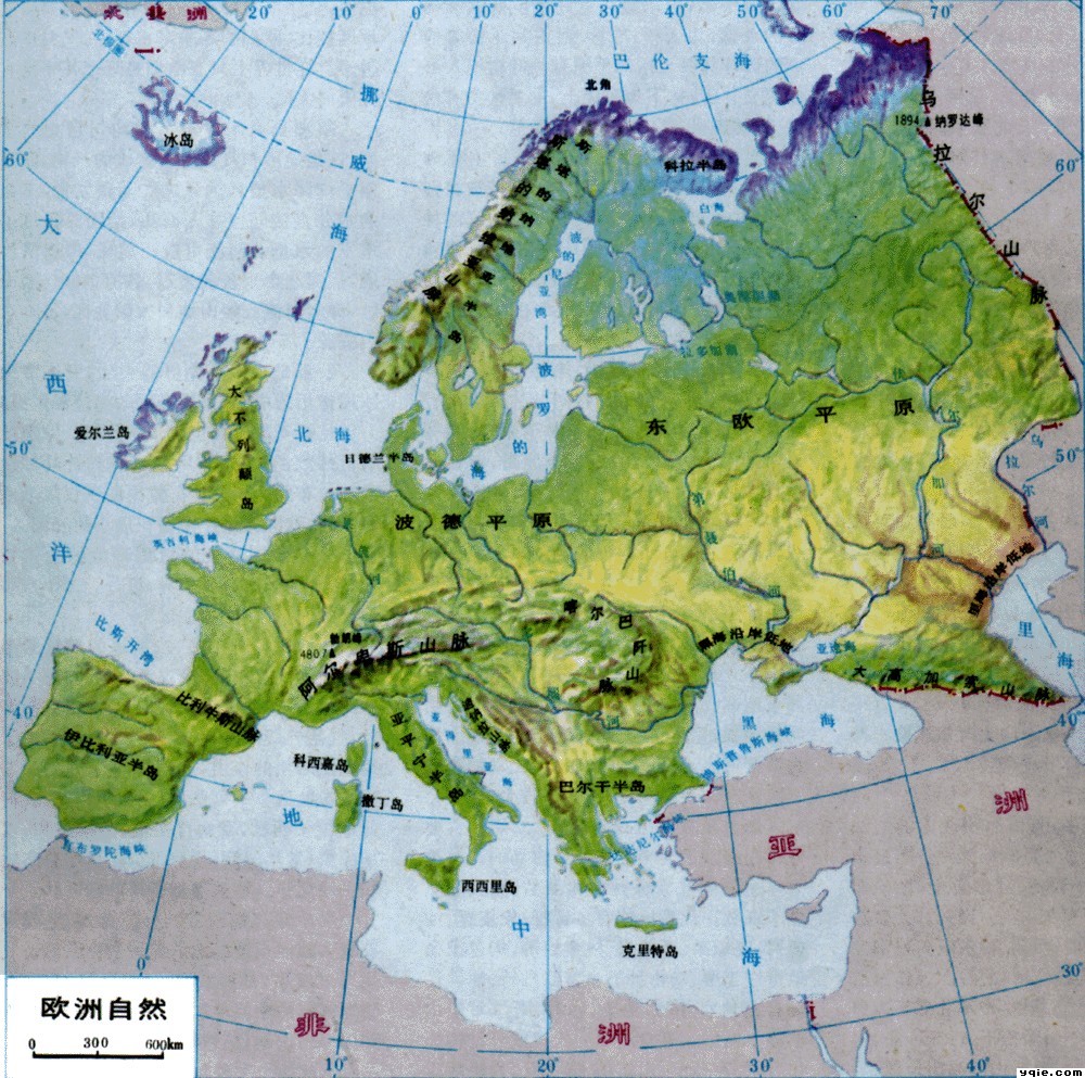 東歐平原的地形圖