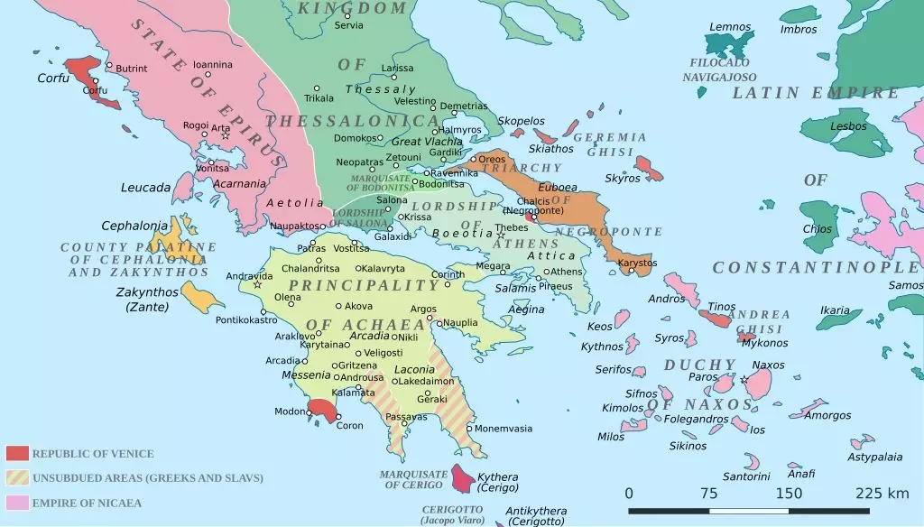 拉丁帝國時期 伯羅奔尼撒半島屬於拉丁人的亞該亞公國