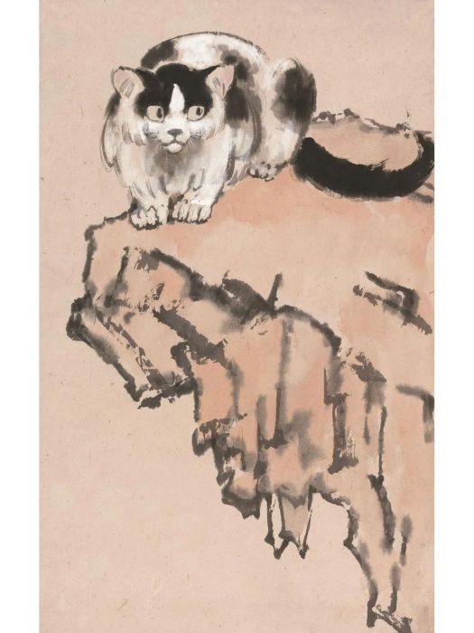 貓石圖(徐悲鴻創作的收藏於貴州省博物館的紙本設色畫)