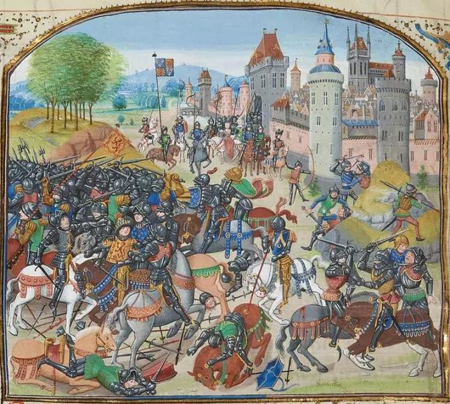 14世紀後期的英軍 依然以重裝騎兵與弓箭手為主
