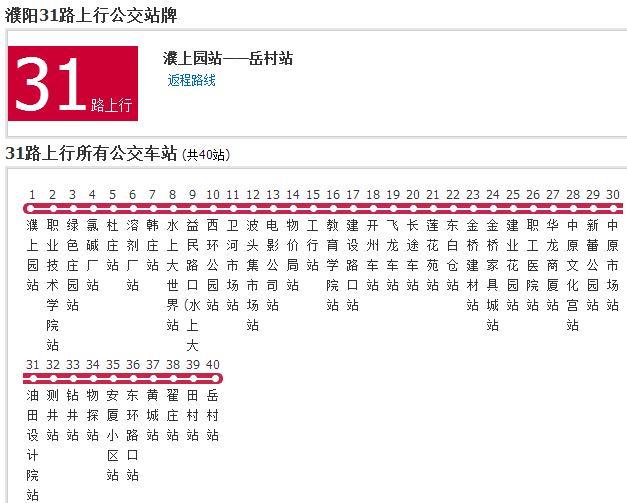 濮陽公交31路 濮陽公交31路