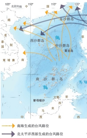 南海颱風路徑示意圖
