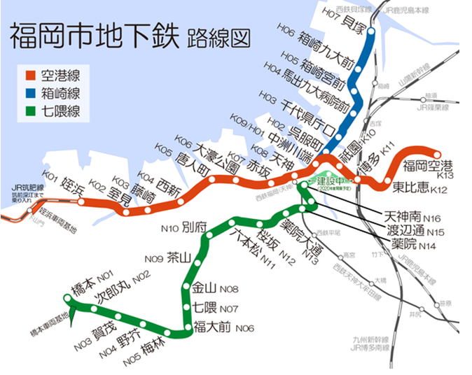 日本福岡市捷運線路圖片