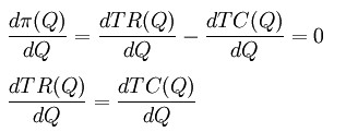 利潤極大化必要條件是π對Q一階導數為零