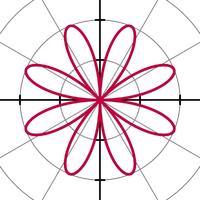 方程為 r(θ) = 2 sin 4θ的玫瑰線