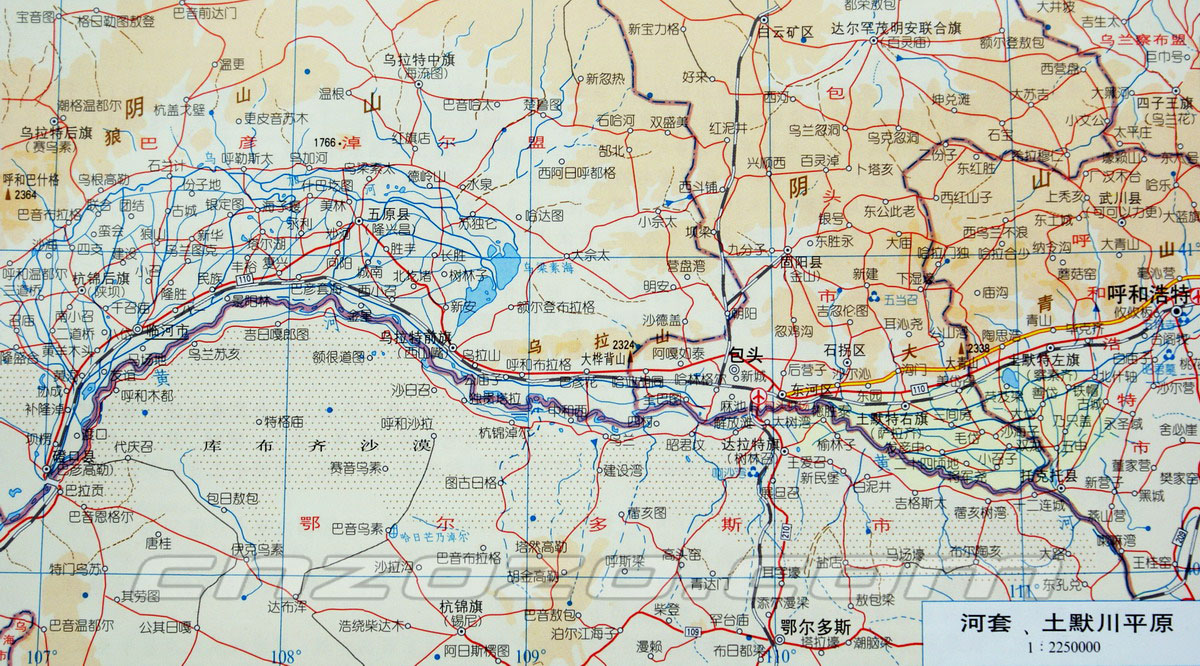 河套平原交通地圖