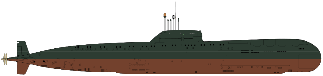 670M型巡航飛彈核潛艇外型側視圖