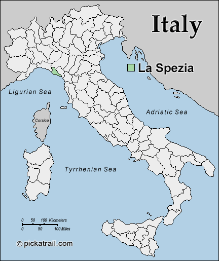 拉斯佩齊亞在義大利的位置（綠色區域）