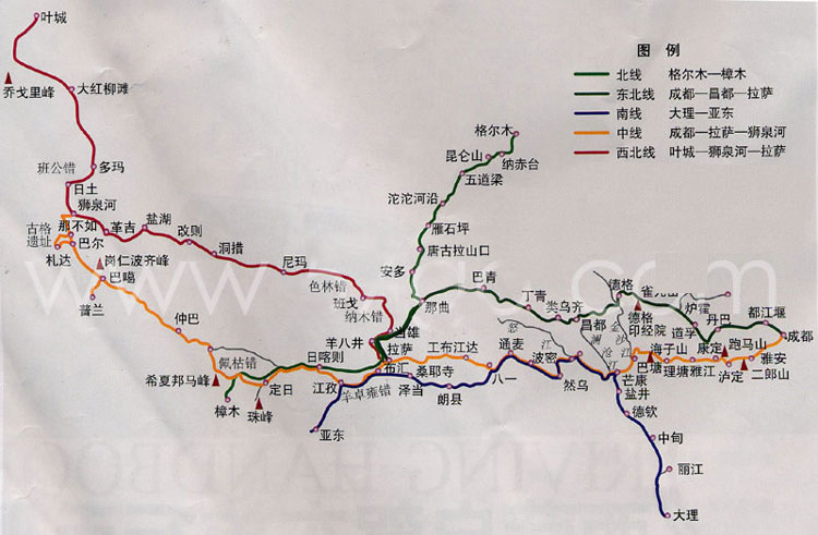 西藏地區公路路線圖