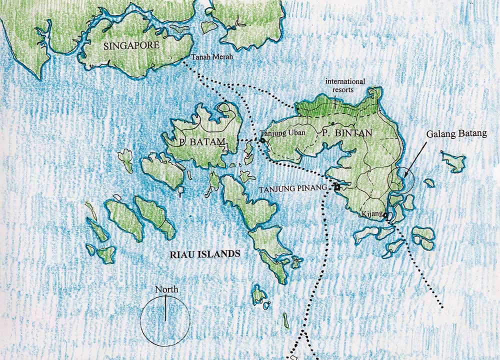 廖內群島，其中最大的島嶼為民丹島