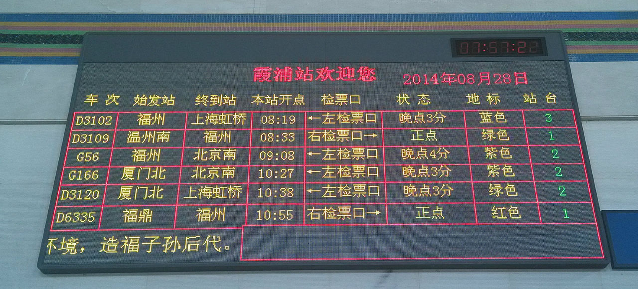 霞浦站顯示屏