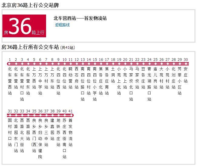 北京公交F36路 北京公交F36路