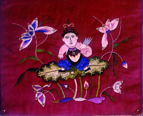 圖3 錦州滿族民間刺繡作品：枕頂繡片