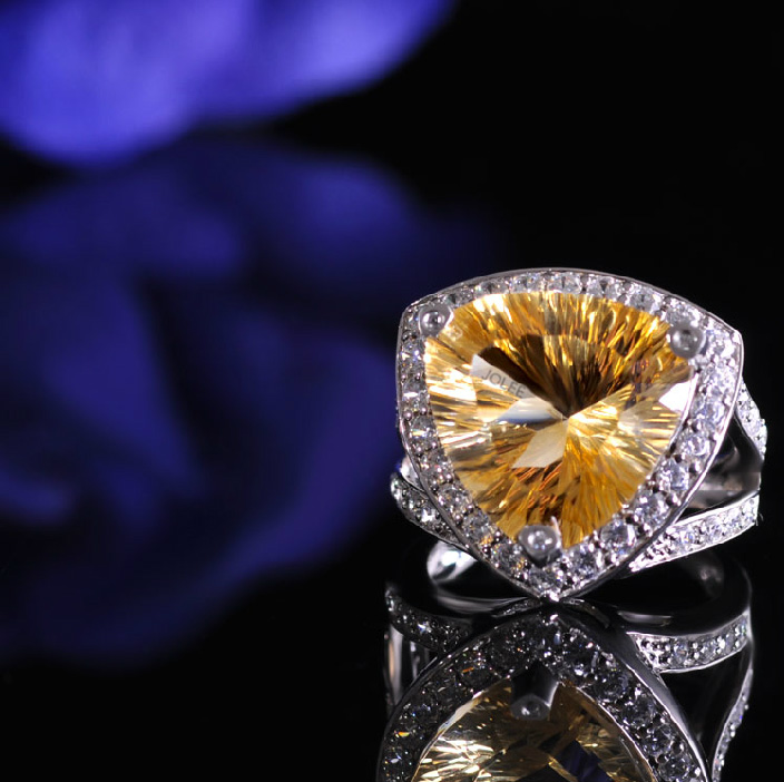 歐美風飾品 千禧切工 極品純天然黃水晶戒指
